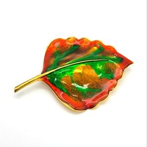 Vintage colorful leaf pin